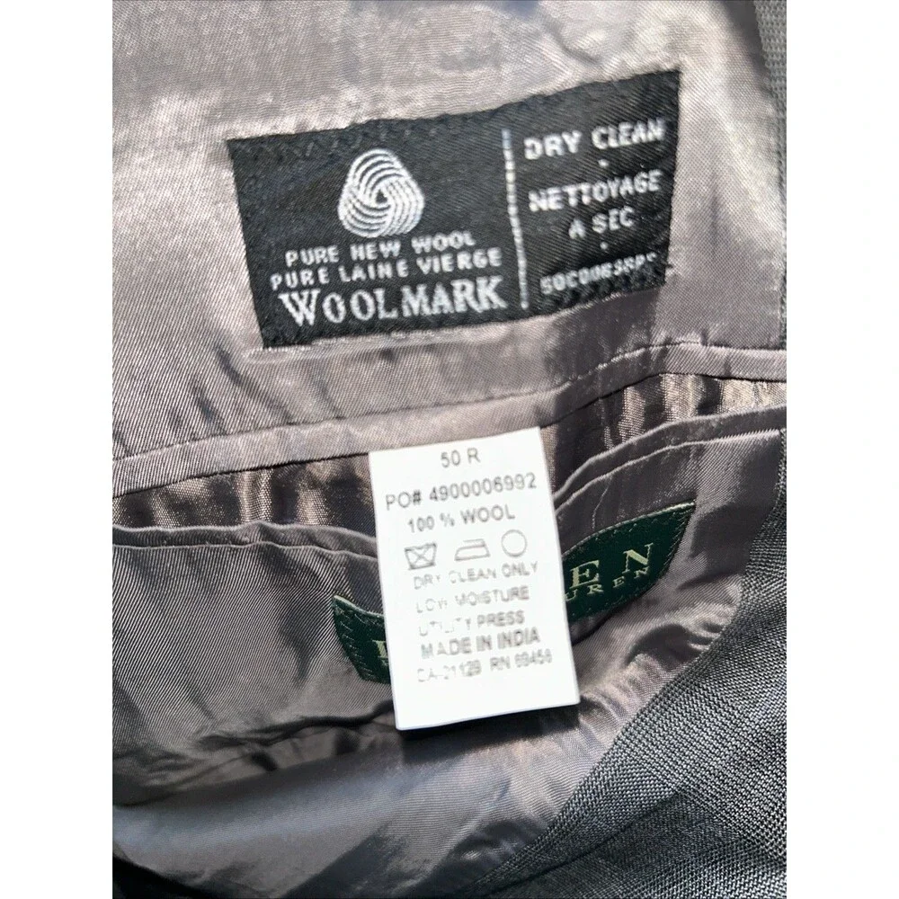 Lauren Ralph Lauren Mens Suit Gray  Jacket Blazer 50R,W40,L42 2Pc
